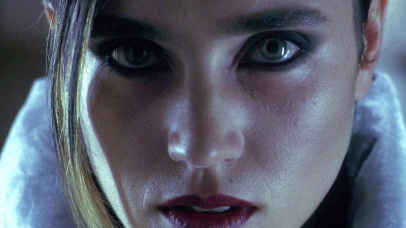 Jennifer Connelly from 'Requiem For a Dream' looking eerily into the camera