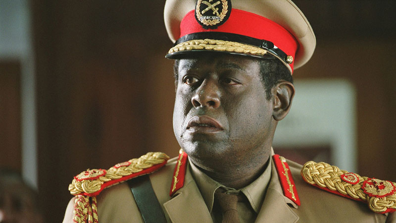 Forest Whitaker from 'The Last King of Scotland' looking concerned in a military outfit