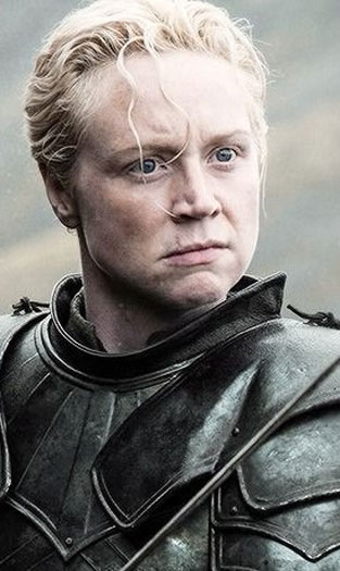 Brienne of Tarth from 'Game of Thrones' in a black suit of armor