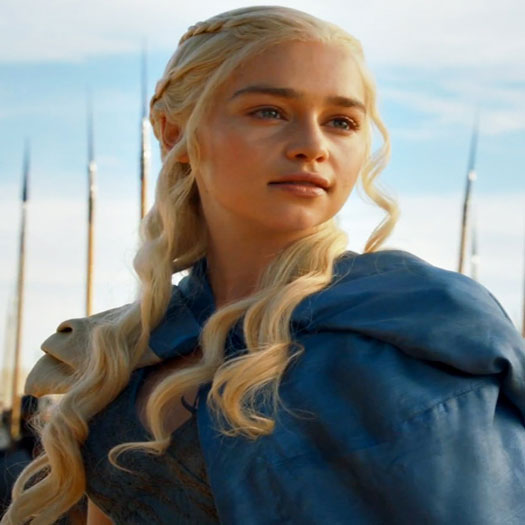 Daenerys Targaryen from 'Game of Thrones' in a blue robe