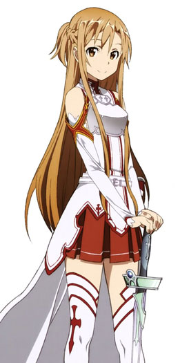 Asuna from 'Sword Art Online' in a white top with a red skirt