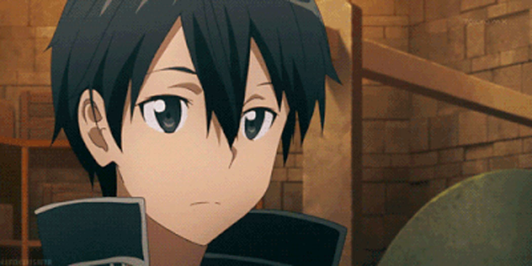 Kirito from 'Sword Art Online' in a dark blue outfit