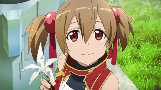 Silica from Sword Art Online in a red and white outfit